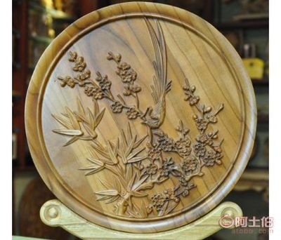 福临桃木工艺品 FL-2427喜上眉梢插屏摆件——匠心传承与文化价值解析